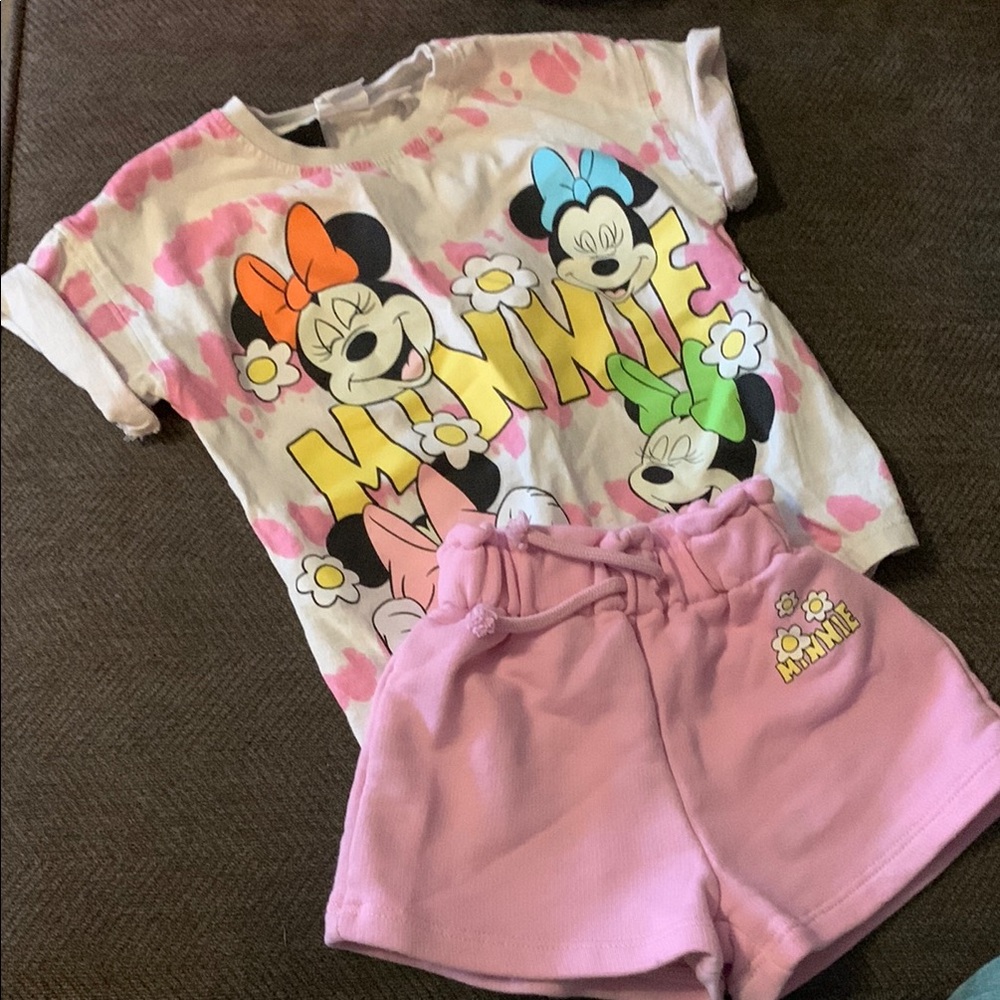 Zara Disney Minnie Mouse Kids Set - Pink and White sz 3-4 y
